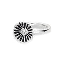 Ring marguerit mellem 12,5 mm. sølv-sort