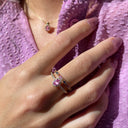 Diana ring roset 0,16 H-W/SI-pink safir 14 kt