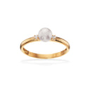 Klassisk 8 karat guld ring m. ferskvandsperle og zirkonia