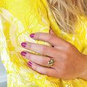 Stor 8 karat guld ring med kugler