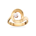 Bred snoet 8 karat guld ring m. ferskvandsperle