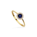 Ring roset blå/hvid cubic zir. 8 kt.