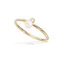 Tynd guld ring m. fvk perle og zirkonia