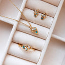 Ring turkis/sky blue/ hvid cubic zir. 8 kt.