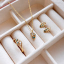 Ring turkis/sky blue/ hvid cubic zir. 8 kt.