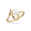 Organisk 8 karat guld ring m. ferskvandsperle
