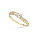 Funklende 8 karat guld solitaire ring m. zirkonia