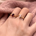 Ring rosa/hvid cubic zir. 8 kt.