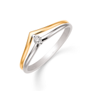 14 kt rød- og hvidguld ring 2 tråde som buer som v'er Brillant i alt 0,050 ct w/si