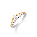 14kt Guld og Hvidgulds Ring med Diamant 72232020