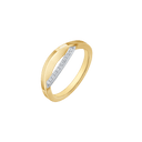 14 kt. guld ring oval øje med brillanter i den ene side