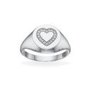 Ring signet hjerte syn. cubic zir. Sølv