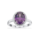 Ring syn. ametyst +cubic zir. sølv rh.