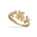 *Ring blomster cubic zir. sølv fg.