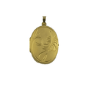 14 kt rødguld vedhæng medaljon oval silkemat m bladmønster 27x20 mm