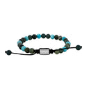 armbånd moss agate/turkis og stål 6mm