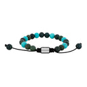 armbånd moss agate/turkis og stål 8mm