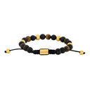 armbånd sort agate/lava/tigerøje og IP gold