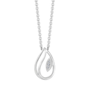 14 kt. hvidgulds vedhæng dråbe med dobbelt streger og lille oval med 7 brillanter.