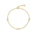 Marguerit armbånd mikro 4x5mm 24 kt forgyldt  hvid emalje 17,5cm  925