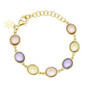 Armbånd m. 10×12 mm cabochon lemonkvarts, lys ametyst, morganit krystal