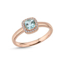 14kt. GRACE Ring med cushion-cut Lyseblå topas 5mm + 0,10ct. W-si