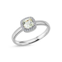 14kt. GRACE Ring med cushion-cut Grøn ametyst 5mm + 0,10ct. W-si