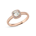 14kt. GRACE Ring med cushion-cut Grøn ametyst 5mm + 0,10ct. W-si