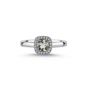 14kt. GRACE Ring med cushion-cut Grøn ametyst 5mm + 0,10ct. W-si