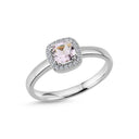 14kt. GRACE Ring med cushion-cut Pink ametyst 5mm + 0,10ct. w-si