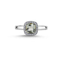 14kt. GRACE Ring med cushion-cut Grøn ametyst 6mm + 0,12ct. W-si