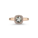 14kt. GRACE Ring med cushion-cut Grøn ametyst 6mm + 0,12ct. W-si