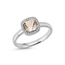 14kt. GRACE Ring med cushion-cut Morganit 6mm + 012ct. W-si