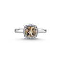 14kt. GRACE Ring med cushion-cut Morganit 6mm + 012ct. W-si