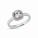 14kt. GRACE Ring med cushion-cut Pink ametyst 6mm + 0,12ct. W-si
