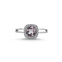 14kt. GRACE Ring med cushion-cut Pink ametyst 6mm + 0,12ct. W-si
