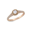 14kt. Champagne ring med 0,25ct.W-si cushion-cut + 0,06ct. champagne og 0,13ct.W-si