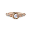 14kt. Champagne ring med 0,25ct.W-si cushion-cut + 0,06ct. champagne og 0,13ct.W-si