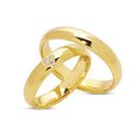 14kt. Vielsesring med 0,03ct. eller 0,09 ct. W-vs i hjerte fatning eller uden sten