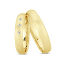 8kt. Vielsesring silkemat med 3 x 0,01ct. W-vs eller uden sten