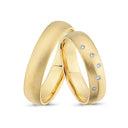 14 karat vielsesring med flonel overflade og 5 x 0,01ct. W-vs eller uden sten