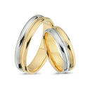14 karat vielsesring 2-farvet med 0,01ct. W-vs eller uden sten