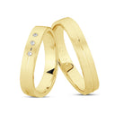 14kt. Vielsesring mat med 3 x 0,01ct. W-vs eller uden sten