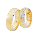 14kt. Vielsesring to-farvet med 0,31ct. W-vs eller uden sten