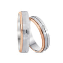 14kt. Vielsesring to-farvet med 0,01ct. W-vs eller uden sten