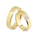 14kt. Vielsesring med 9 x 0,01ct. W-vs eller uden sten