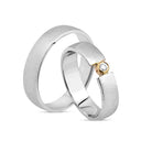 14kt. Vielsesring med 1 x 0,05ct. W-vs eller uden sten