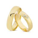 Blank 14kt. Vielsesring med 6 x 0,01ct. W-vs eller uden sten