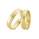 14kt. Vielsesring med 1 x 0,03 + 2 x 0,01ct. W-vs Blank eller uden sten
