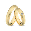 Hamret 14kt. Vielsesring med 0,03ct. W-vs eller uden sten